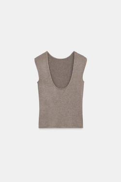 ZARA ТОП С ОТКРЫТОЙ СПИНОЙ, КОРИЧНЕВЫЙ МЕЛАНЖ