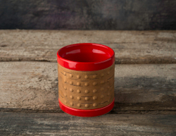 Кружка малая фарфоровая без ручки с берестой. Коллекция Dots (Пупырышки или Точки)