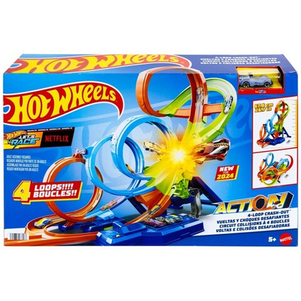 Hot Wheels - Quadruple Loop Set с зоной аварии + машинка HXR70 / артикул   HXR70  / GTIN 194735237166