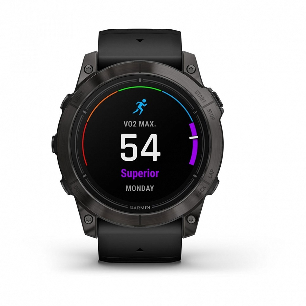 Смарт-часы Garmin Epix Pro (Gen 2) Sapphire Edition 51 мм, титановый угольно-серый, DLC, черный силиконовый ремешок, 010-02804-01