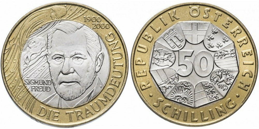 Австрия 50 шиллингов, 2000 Зигмунд Фрейд UNC