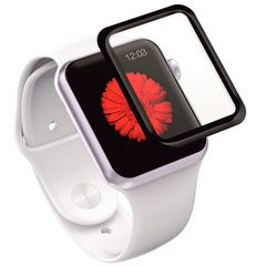 Защитное стекло 3D на весь экран Full Glue для Apple Watch 42 мм (Черная рамка)