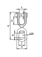 Вертлюг такелажный петля-вилка 3/4" (3265кг)