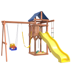 Детская площадка с качелями 3 в 1 и гибкими подвесными IgroWoods для улицы и дачи