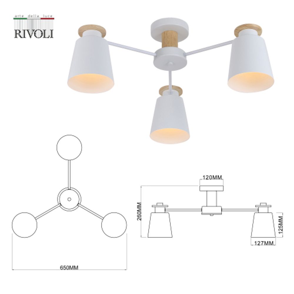 Люстра Rivoli Adna 9112-303 3 * Е27 40 Вт модерн | Лайт