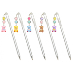 Ручка шариковая, Basir, синие чернила, серия "МИШКА", прозрачный корпус с фигуркой, 40 шт