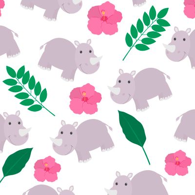 Носорог цветы и тропические листья