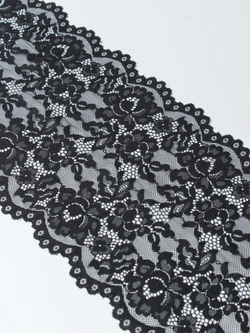 Эластичное кружево черное ширина 22 см