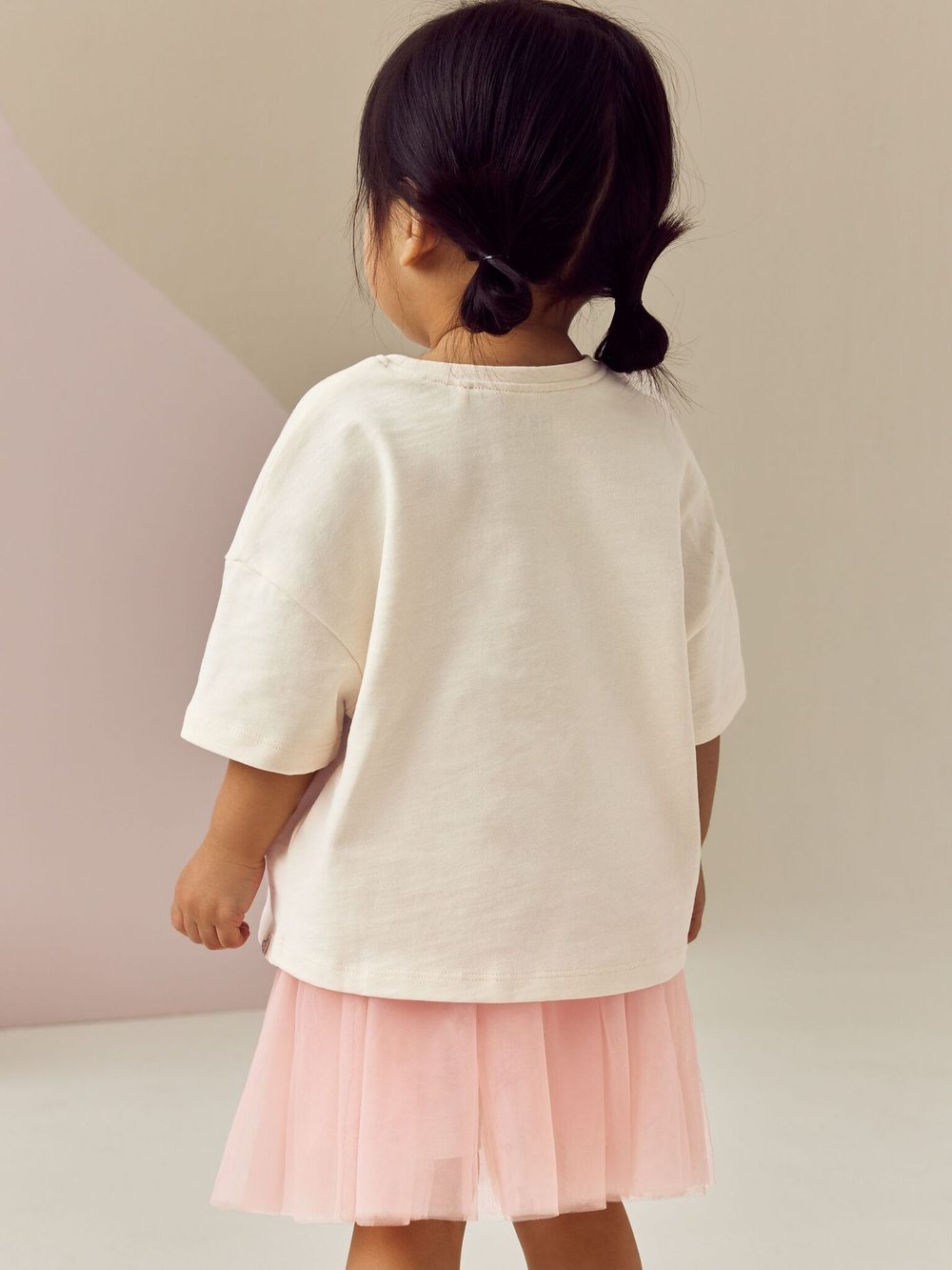 Футболка и юбка в комплекте для девочки Next E54-799, Молочный, Розовый