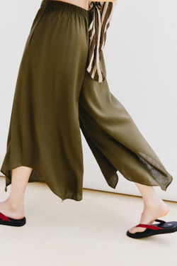 ZARA АСИММЕТРИЧНЫЕ БРЮКИ-КЮЛОТЫ, ХАКИ