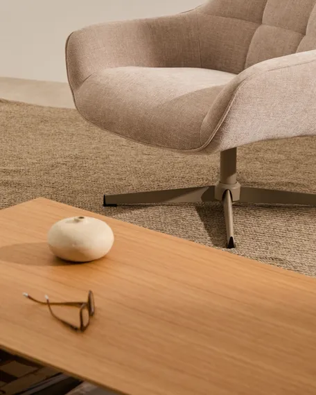 Крутящееся кресло Teryl, бежевый шенилл, серая ножка