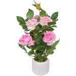 Цветочная композиция «Розовый куст» 43см в горшке, цвет розовый