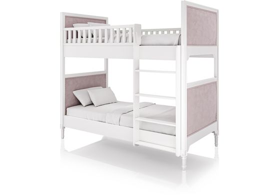Кровать двухъярусная Elit (белый, розовая ткань)