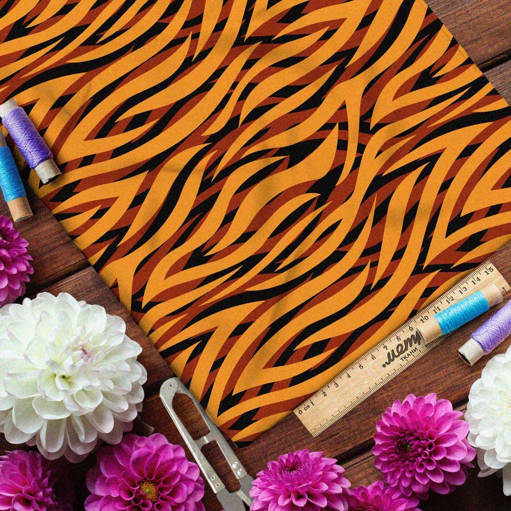 Ткань интерлок тигр с эффектом наложения