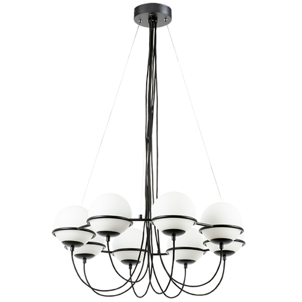 803287 Люстра GLOBO 8х40W E14 ЧЕРНЫЙ МАТОВЫЙ/БЕЛЫЙ