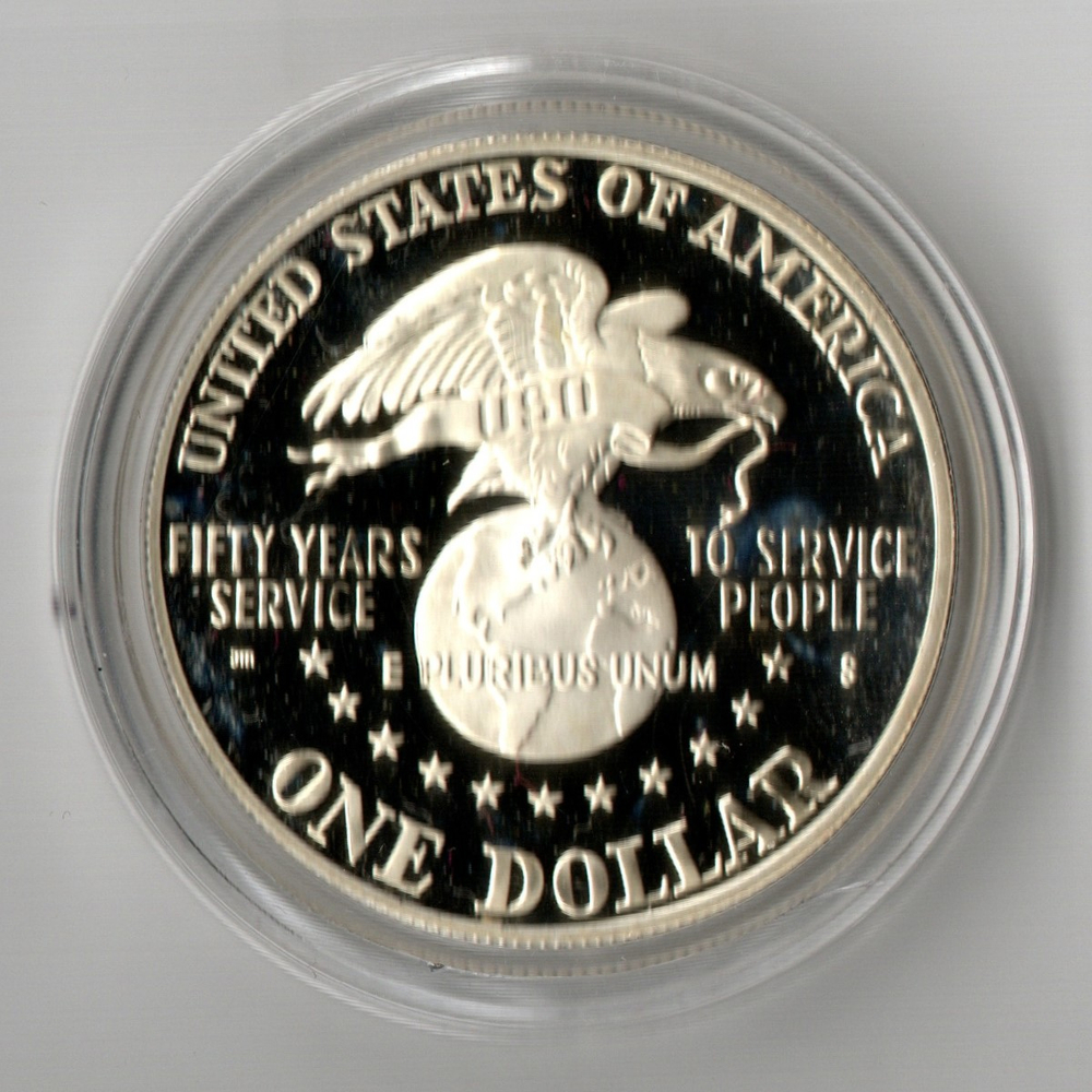 1 доллар 1991 S 50 - летие объединённой службы организации досуга войск. Proof. Пруф в капсуле