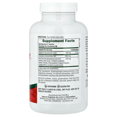 NaturesPlus, Ultra Cranberry™, таблетки с длительным высвобождением, 180 таблеток