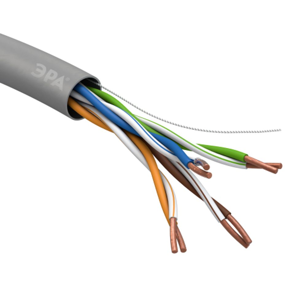 Кабель витая пара ЭРА U/UTP 4x2x24 AWG Cat5e CU PVC 305м | LAN-кабель витая пара U/UTP-Cu