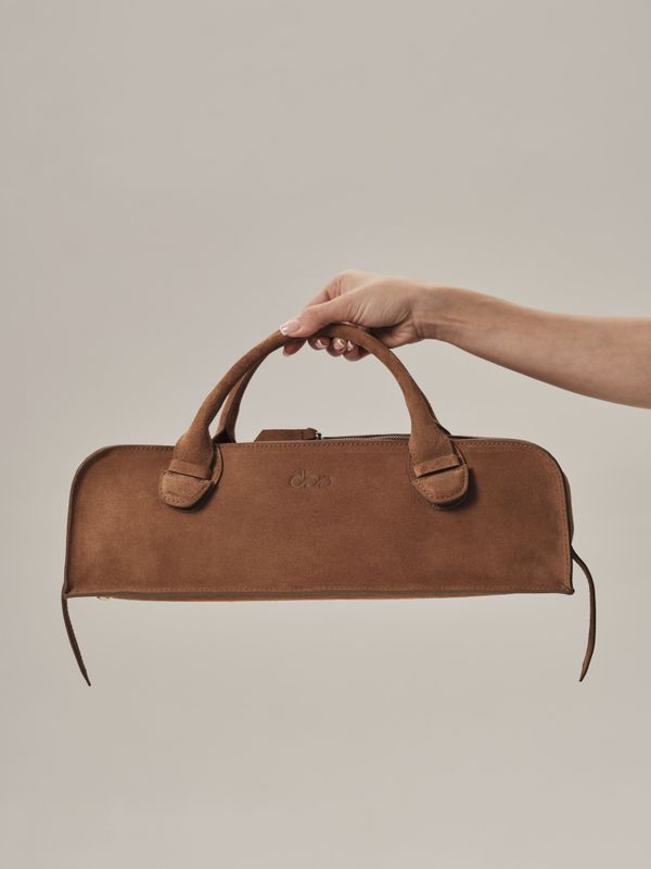 Замшевая сумка багет DBR 31157 св.коричневый