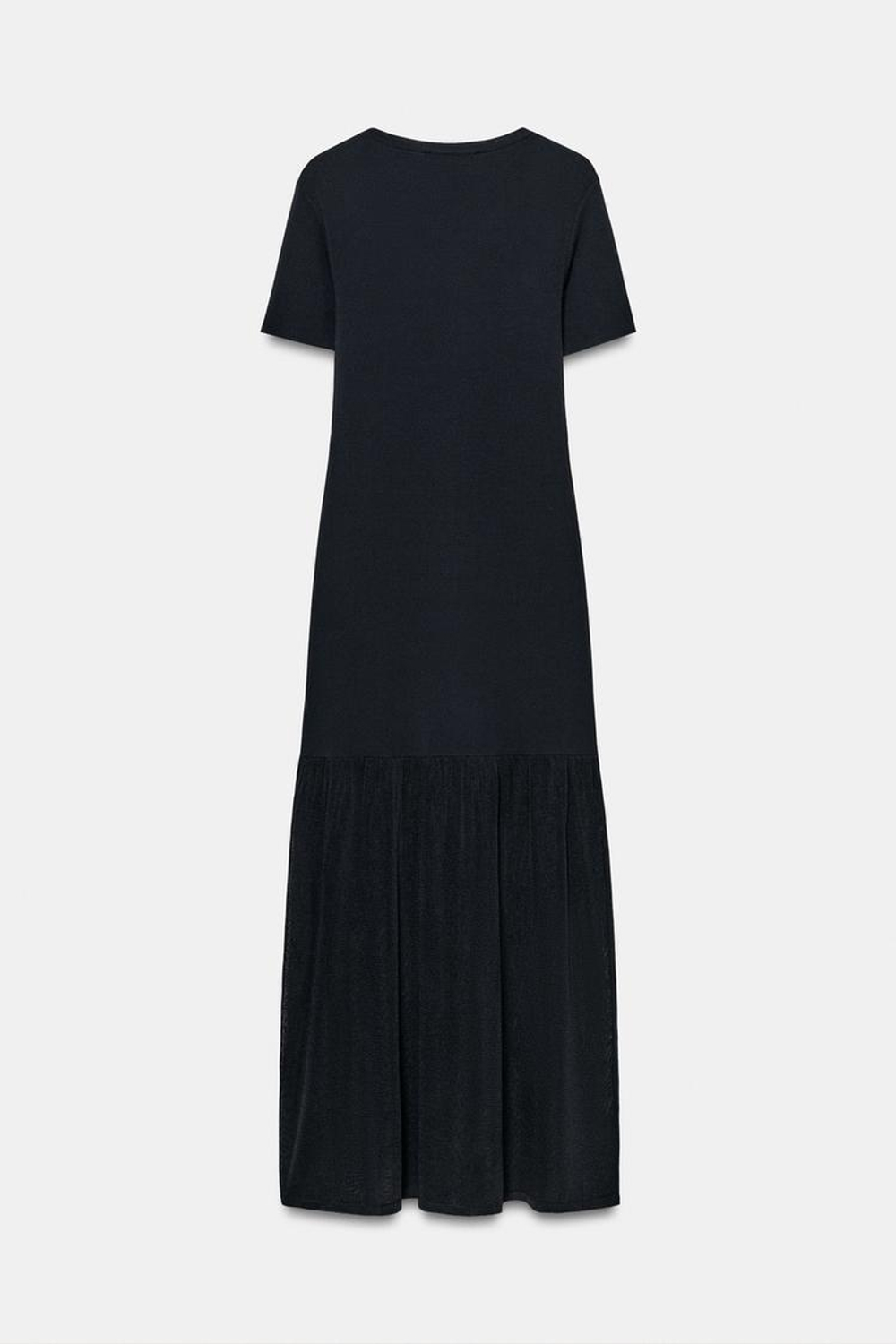 ZARA ДЛИННОЕ КОМБИНИРОВАННОЕ ТРИКОТАЖНОЕ ПЛАТЬЕ, МОРСКОЙ СИНИЙ