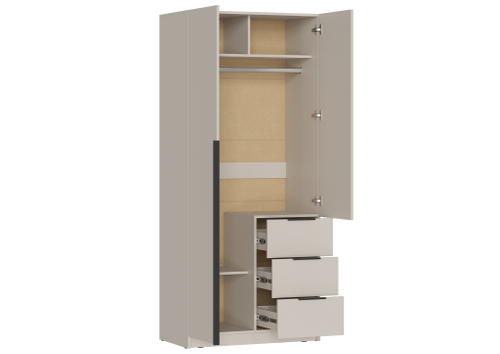 ВЕНТУРО Шкаф ШК-001 (2-ств, с ящиками) Корпус - Кашемир 2,75