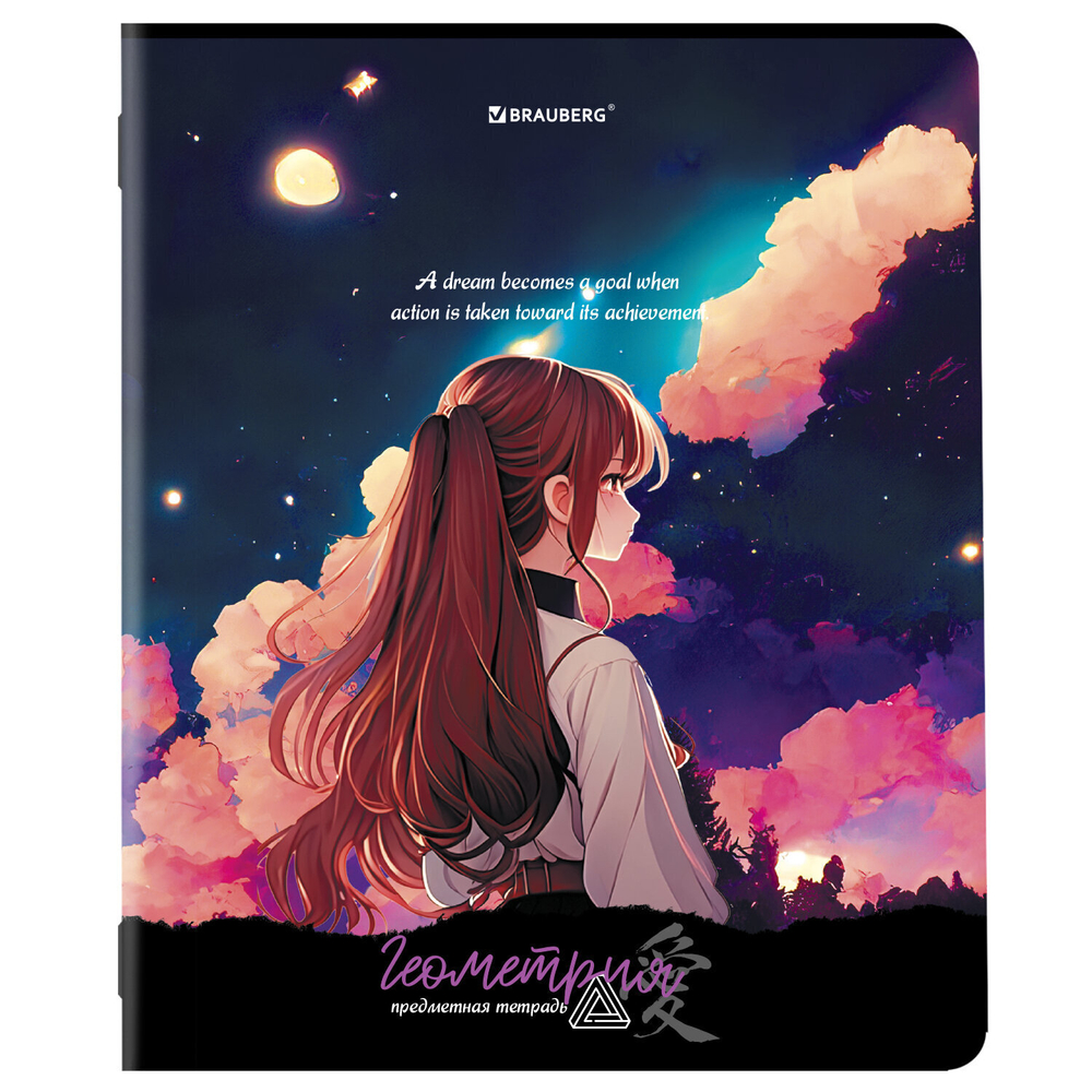 Тетради предметные комплект 12 ПРЕДМЕТОВ 48 л. матовая ламинация BRAUBERG "ANIME GIRLS" (2 штуки в упаковке)