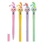 Ручка шариковая, Basir, синие чернила, серия "Зайчик", с резиновой фигуркой и фонариком, 36 шт