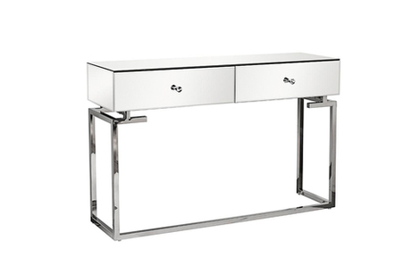 Консоль с ящиками в прихожую 77x35x120см Garda Decor зеркальный фасад