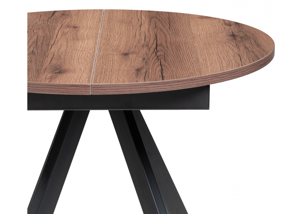 Стол деревянный Woodville Трейси 90(120)х90х75 дуб делано темный, черный, ножки черные