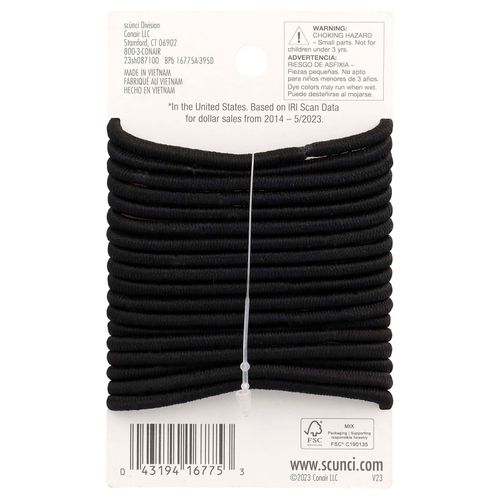 Scunci, Резинки No Damage®, средней фиксации на весь день, черные, 18 шт.