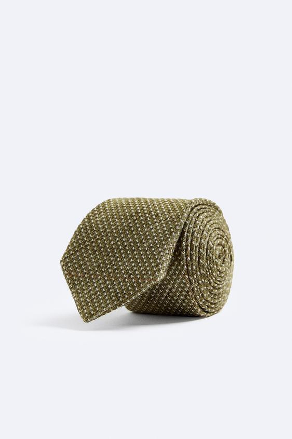 ZARA ГАЛСТУК ИЗ РЕЛЬЕФНОЙ ТКАНИ В ПОЛОСКУ, ЗЕЛЕНЫЙ