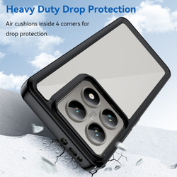 Прозрачный чехол с усиленными рамками черного цвета для Xiaomi 14T и 14T Pro, увеличенные защитные свойства