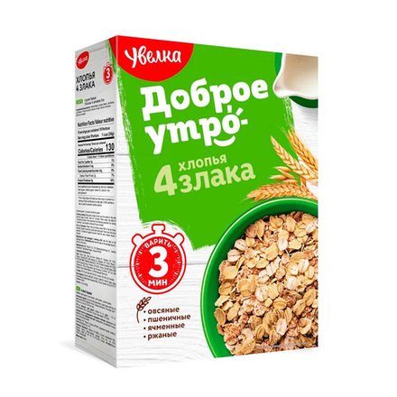 Хлопья Увелка 4-х зерновые тонкие 350 гр