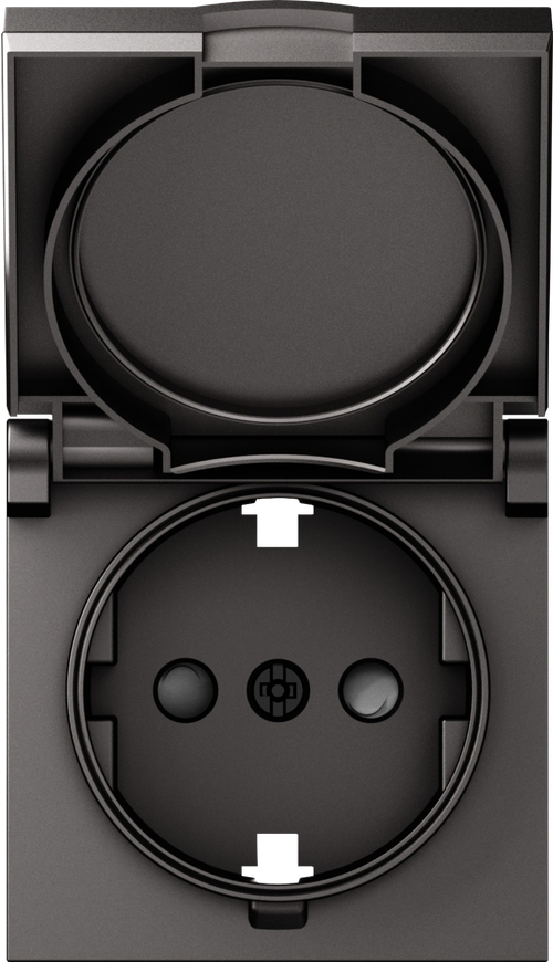 Накладка для розетки Schuko с заземлением, с крышкой, 16A 250 В~, матовый титан, серия A07