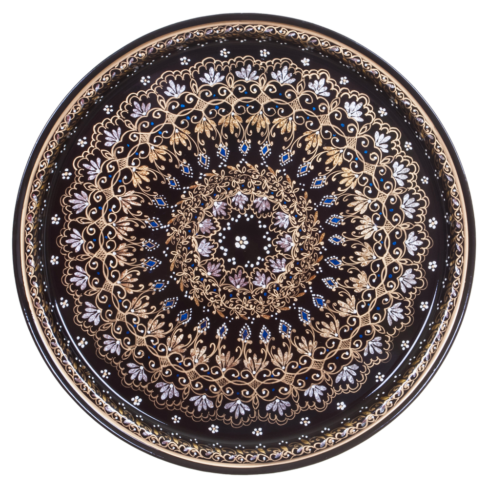 Жостовский поднос орнаментальный декоративный, размер 30 см (A9), металлический