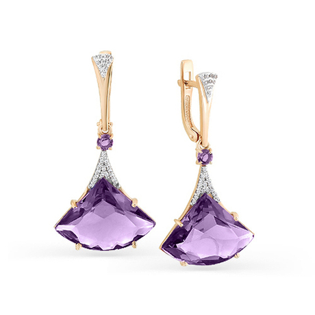 Серьги из золота 585 пробы с Аметистом