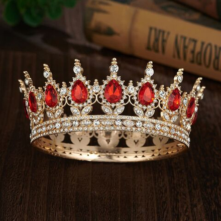 Декоративная корона на торт, золото (Красные камни)