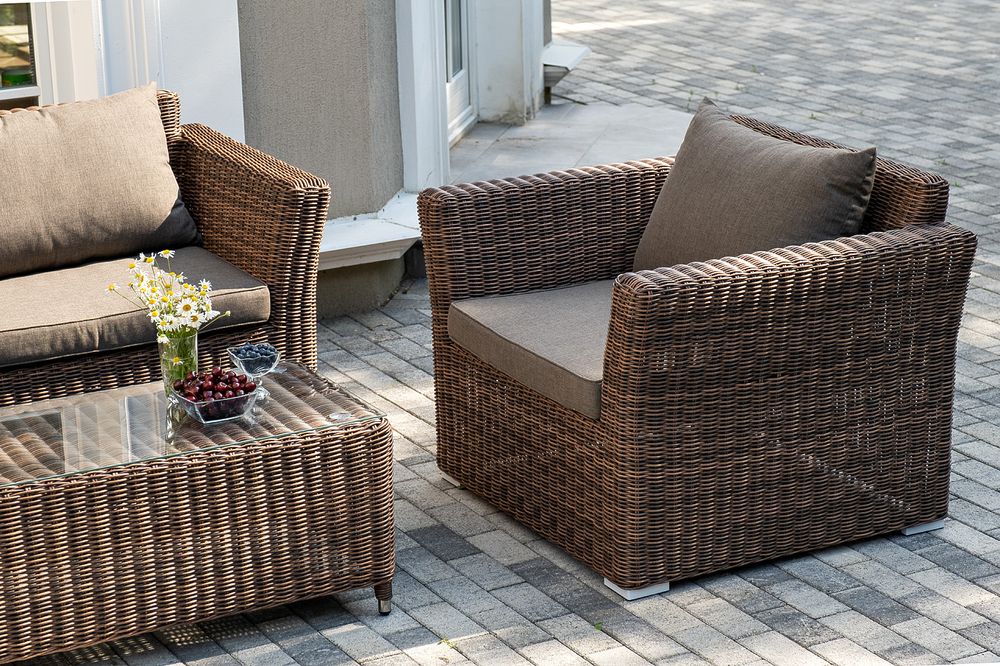 "Капучино Сингл" лаунж-зона из искусственного ротанга, цвет коричневый