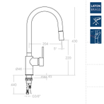 Смеситель для кухни с выдвижной лейкой DRAKO 337902V1