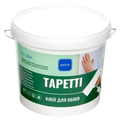 Готовый клей для всех видов обоев и обоев под окраску на основе (ПВА) KIITOS TAPETTI, 5кг