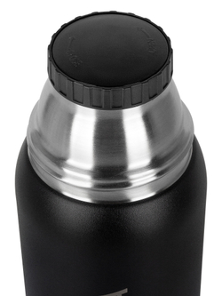 Термос Relaxika 103 (0,75 литра), черный (стикерпак "Зимний спорт")