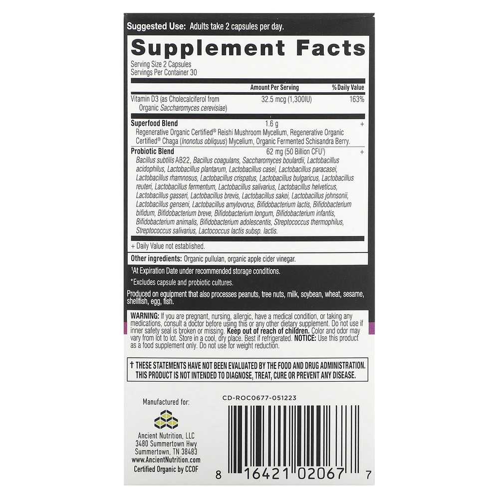 Ancient Nutrition, пробиотики для женщин, 60 капсул