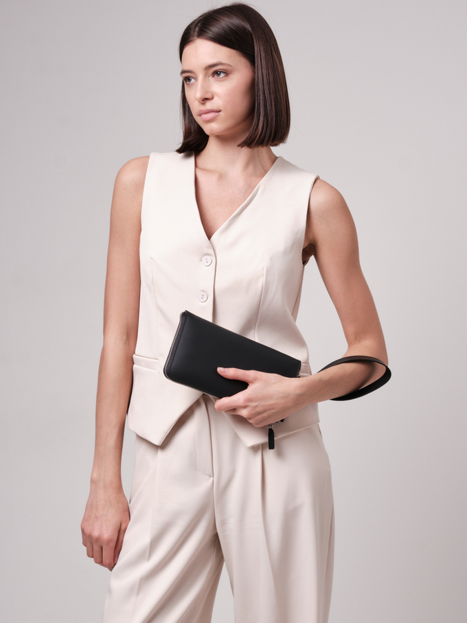 Клатч кожаный черный