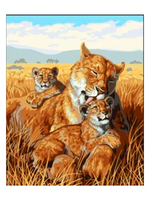 "Львы в Саванне"-11884 канва с рисунком