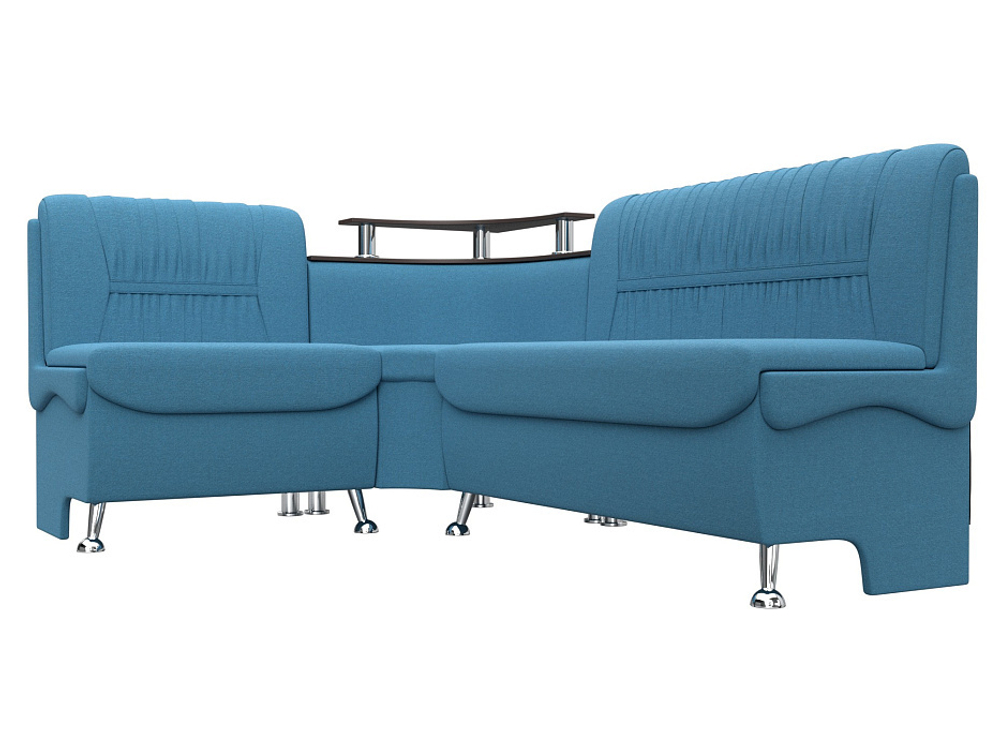 Диван кухонный угловой Сидней левый угол, Амур 10 голубой, Рогожка, 125904L