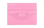 Balenciaga 4 Card Slots Cow Leather Card Holder Women"s Pink