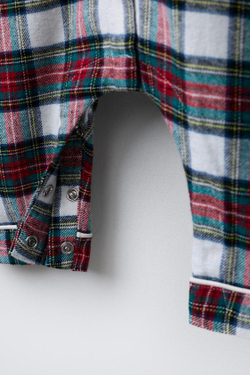 ZARA КОМБИНЕЗОН ИЗ ФЛАНЕЛИ В КЛЕТКУ, ЭКРЮ