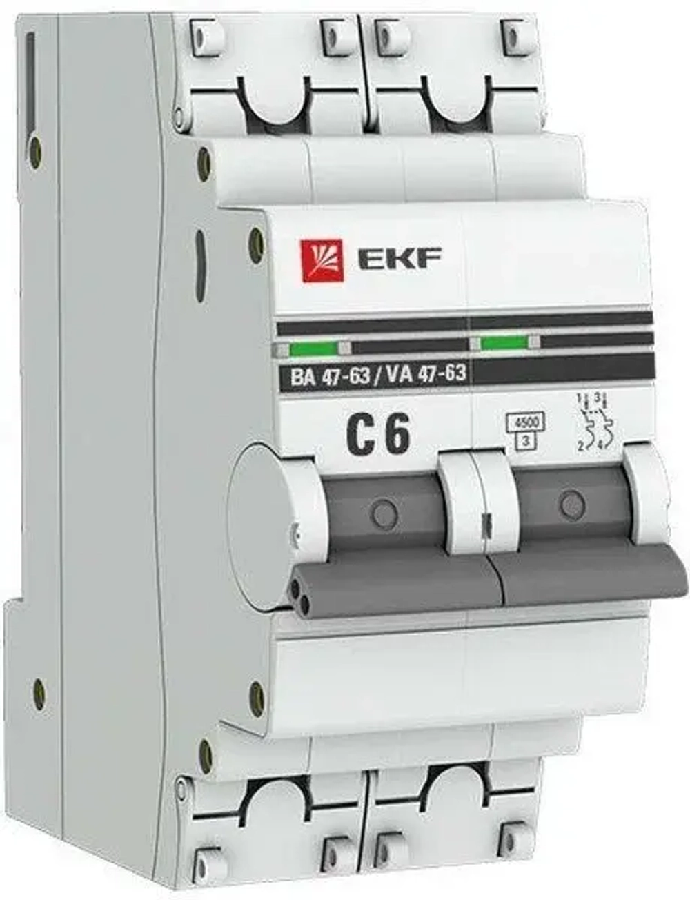 Автоматический выключатель ВА 47-63, С 6А, 230/400V, 2P, EKF