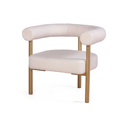 Кресло BIGGI, букле белый, опоры золото