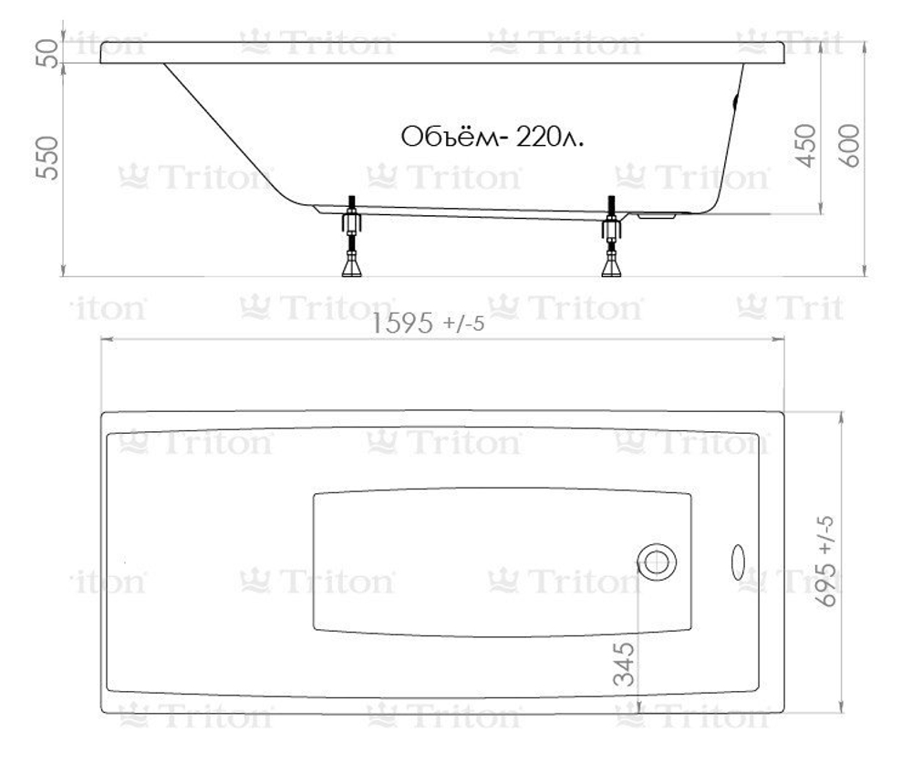 Ванна акриловая Triton Джена 160 см